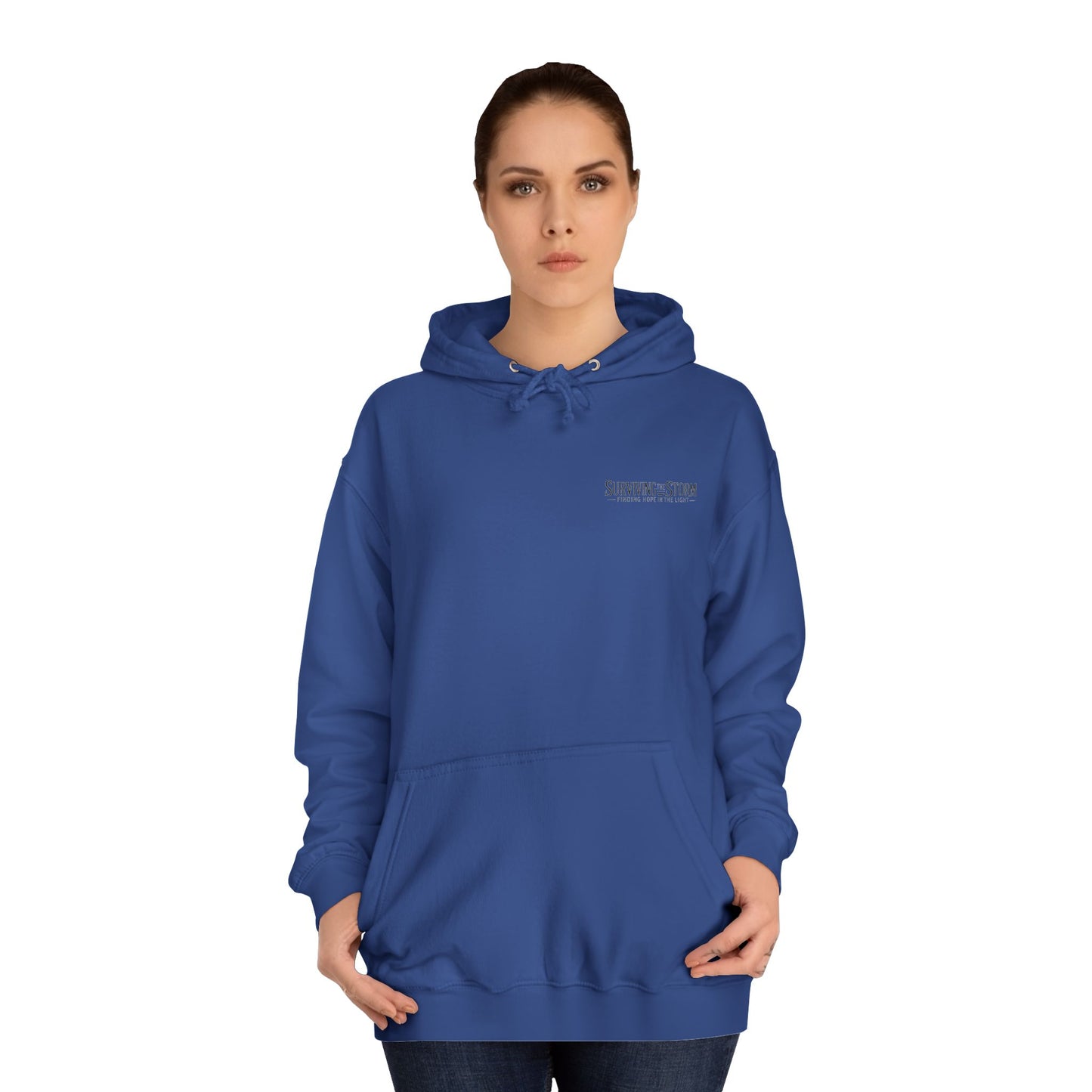 Domestic Violence Awareness Unisex College Hoodie - Surviving the Storm, Finding Hope in the Light